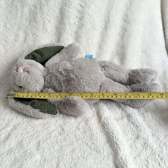 Manhattan Toy Gray Bunny 14” Plush Green Ears Polka Dot Spot Pattern Pals - Picture 6 of 6
